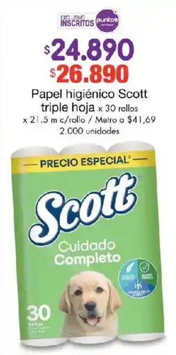 Metro Scott papel higiénico triple hoja oferta