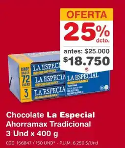 Makro Chocolate La Especial Ahorramax Tradicional oferta