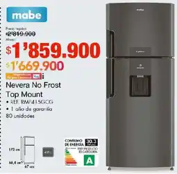Metro Mabe nevera no frost top mount oferta