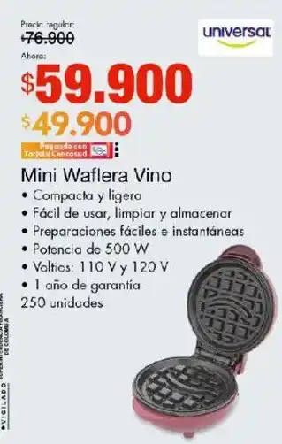 Universal mini waflera vino
