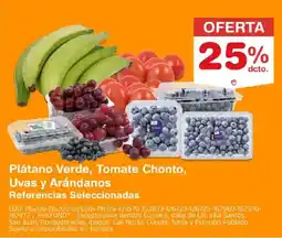 Makro Plátano Verde, Tomate Chonto, Uvas y Arándanos oferta