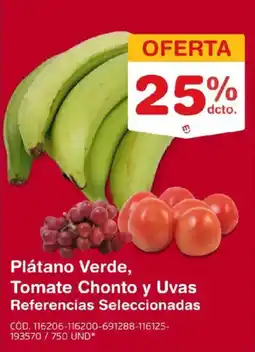 Makro Plátano Verde, Tomate Chonto y Uvas oferta