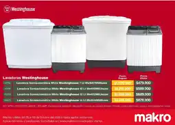 Makro Westinghouse lavadora semiautomática white oferta
