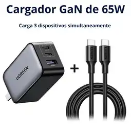 Falabella Kit Cargador 3 Puertos 65W Carga Rápida + Cable Datos y Carga 1M oferta