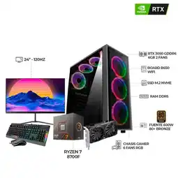Falabella PC GAMER RYZEN 7 8700F| RTX 3050| RAM 32GB DDR5 SSD 1TB M.2| MONITOR 24 120HZ oferta