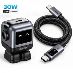 Falabella Kit Cargador Robot 30W + Cable Led Tipo C 2 Metros 100W Negro oferta