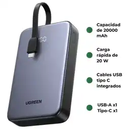 Falabella Power Bank Multipuerto , Bateria 20.000 Mah, 20W Cable Integrado USB-C oferta