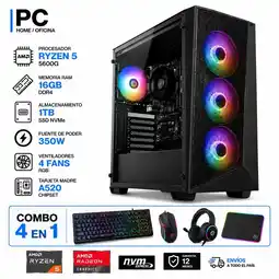 Falabella PC GAMER RYZEN 5 5600GT - RAM 16GB - SSD 1TB - BOARD A520 - FUENTE 350W- COMBO 4 EN 1 oferta