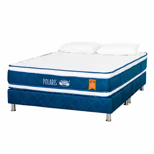 Alkomprar Combo ROMANCE RELAX: Colchón Doble Espuma Polaris 140 x 190 x 28 cm + Base Cama + 2 Almohadas de Espuma oferta