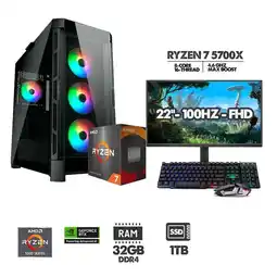 Falabella COMPUTADOR GAMER RYZEN 7 5700X RTX 5060 8GB 32GB RAM 1TB SSD + MONITOR 22 oferta