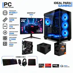 Falabella TORRE GAMER RYZEN 7 5700G - 32GB RAM - SSD 1TB M.2 - 5 FANS RGB - MONITOR 22 120Hz- COMBO GAMER oferta