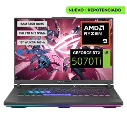 Falabella Portatil Gamer ROG STRIX G16 2025 - RYZEN 9 8940HX - 32GB - 2TB - RTX 5070TI 12GB oferta