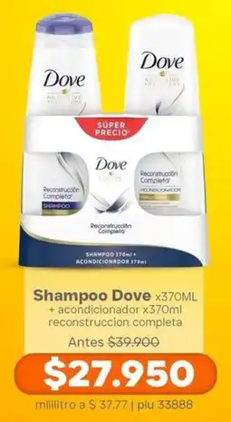 La Gran Colombia Dove shampoo x370ml + acondicionador x370ml reconstruccion completa oferta