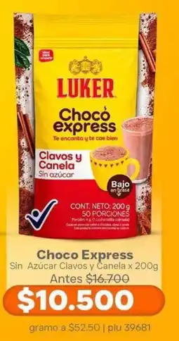 La Gran Colombia Luker Choco Express Sin Azúcar Clavos y Canela oferta