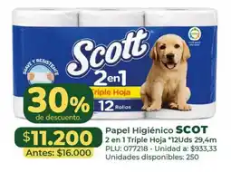 Belalcazar Scott Papel Higienico 2 en 1 Triple Hoja oferta