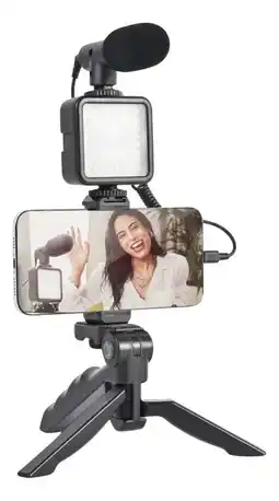 Falabella Estabilizador Celular Trípode Soporte Luz LED Micrófono Grabación oferta