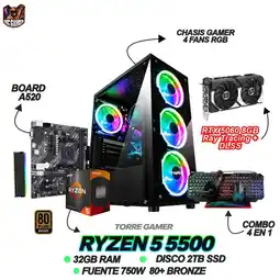 Falabella TORRE GAMING - RYZEN 5 5500 - RTX 5060 8GB - 32GB RAM - SSD 2TB - BOARD A520 - WINDOWS 11 oferta