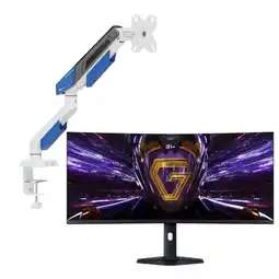 Falabella Combo Monitor Gamer G34WQi 34 Pulgadas WQHD 180 Hz 1 ms + Brazo TECHGO SPMG-1101 Blanco/Azul oferta