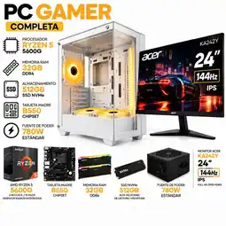 Falabella PC GAMER RYZEN 5 5600GT - RAM 32GB - SSD 512GB - BOARD B550 - MONITOR 24 144Hz- CHASIS EVA COSMIC oferta