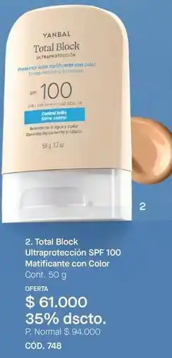 Yanbal Yanbal - total block ultraprotección spf 100 matificante con color oferta