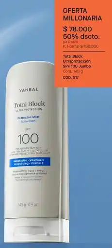 Yanbal Yanbal - total block ultraprotección spf 100 jumbo oferta