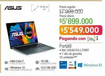 Jumbo Portatil asus 16gb 512gb ssd core i7 oferta