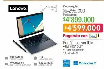Jumbo Portatil lenovo convertible 8gb 512gb ssd core i5 oferta