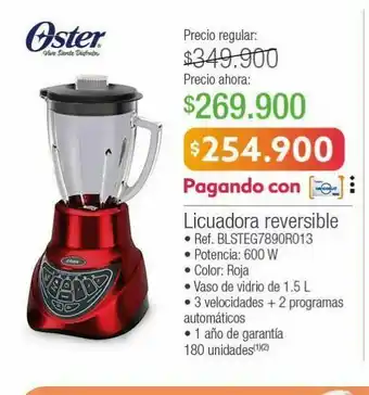 Jumbo Licuadora oster reversible 600w oferta