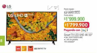 Jumbo Lg smart tv led uhd 4k 50" oferta