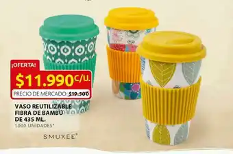 Ara Vasos reutilizable fibra de bambu de 433 ml oferta