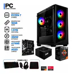 Falabella TORRE GAMER RYZEN 7 5700G - 16GB RAM - SSD 1.5TB M.2 - FUENTE 350W - 4 FANS RGB - COMBO oferta