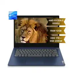 Falabella PORTATIL IDEAPAD 3 / AMD RYZEN 5 5500U / RAM 12GB / HDD 1TB / SSD 256GB / WIN 11 HOME / 14 oferta