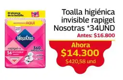 Mercados OR Nosotras toalla higienica invisible rapigel oferta