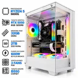 Falabella PC GAMER Ryzen 5 5600GT + RTX 5050 8GB | 32GB RAM | 2TB SSD | B550 | 600W | Chasis BLANCO oferta