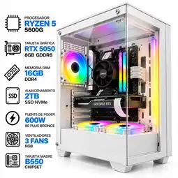 Falabella PC GAMER Ryzen 5 5600GT + RTX 5050 8GB | 16GB RAM | 2TB SSD | B550 | 600W | Chasis BLANCO oferta