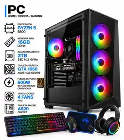 Falabella PC GAMER RYZEN 5 5500 + GTX 1650 ASUS 4GB | 16GB RAM | SSD 2TB | 600W 80+BRONZE | COMBO 4 EN 1 oferta