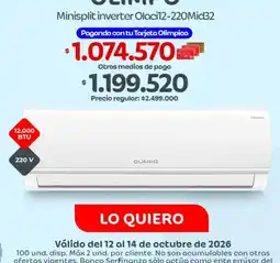 Olímpica Olimpo - minisplit inverter olaci12-220mid32 oferta