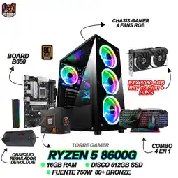 Falabella TORRE GAMING - RYZEN 5 8600G - RTX 5060 8GB - 16GB RAM - SSD 512GB - BOARD B650 - WINDOWS 11 oferta