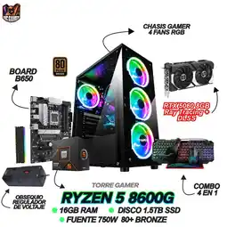 Falabella TORRE GAMING - RYZEN 5 8600G - RTX 5060 8GB - 16GB RAM - SSD 1.5TB - BOARD B650 - WINDOWS 11 oferta