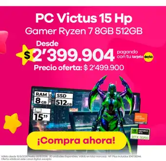 Hp PC Victus 15 Gamer Ryzen 7 8GB 512GB