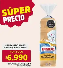 Ara Bimbo pan sabor mantequilla oferta