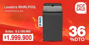 Whirlpool lavadora ww20wtahta gris
