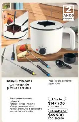 Nova Venta Fondue de chocolate Universal oferta
