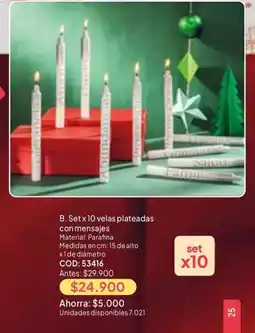 Nova Venta Set x10 velas plateadas con mensajes oferta