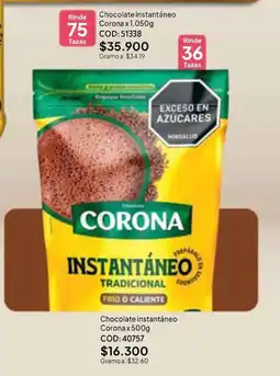 Nova Venta Chocolate instantáneo corona oferta