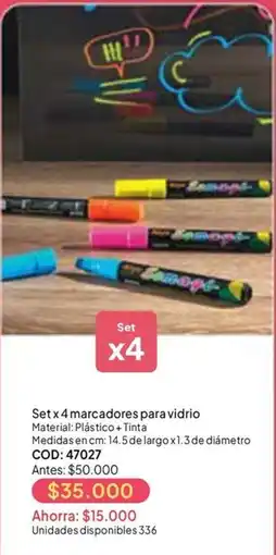 Nova Venta Set x 4 marcadores para vidrio oferta