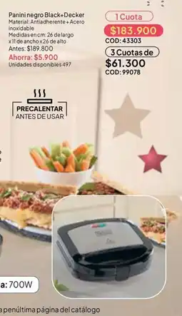 Nova Venta Panini negro Black+Decker oferta