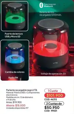 Nova Venta Parlante recargable negro VTA oferta