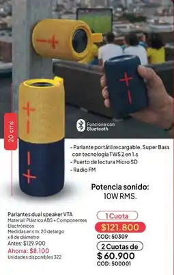 Nova Venta Parlantes dual speaker VTA oferta