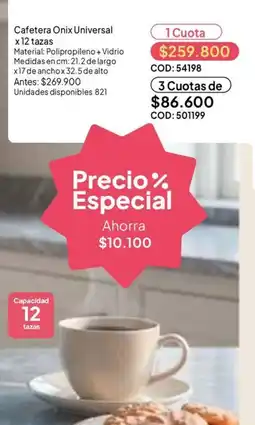 Nova Venta Cafetera Onix Universal oferta